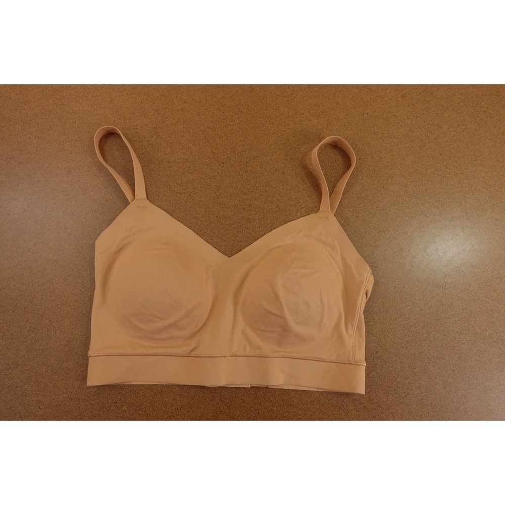 Floatley Womens Size Small Beige V Neck Cozy Wireless Back Closure Bra New